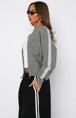 Stripe Me Down Knit Jacket Charcoal/Grey