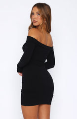 Don't Tempt Me Long Sleeve Mini Dress Black