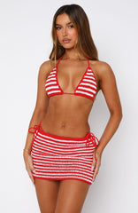 Miss America Crochet Mini Skirt Red/White Stripe