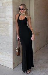 Took A Chance Halter Maxi Dress Black