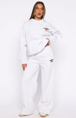 Club 14 Cassie Wide Leg Sweatpants Grey Marle