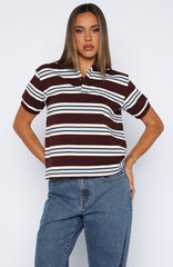 Make Your Move Polo Tee Burgundy Stripe