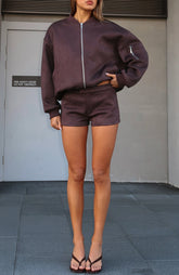 Between Us Faux Suede Shorts Chocolate