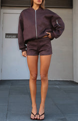 Between Us Faux Suede Shorts Chocolate