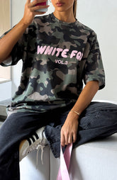 Offstage Printed Oversized Tee Washed Camo