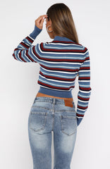 Inner Smile Stripe Knit Cardigan Skyline Borders