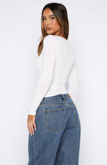 Whisper To You Long Sleeve Top White