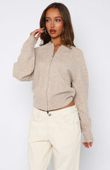 Stripe Me Down Knit Jacket Oat/White