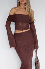 In Too Deep Long Sleeve Knit Top Chocolate