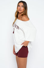 Everything In Time Off Shoulder Oversized Tee White