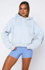 Serving Up Cropped Hoodie Baby Blue