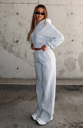 Stay Lifted Wide Leg Sweatpants Dark Grey Marle