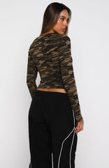 Don't Rein Me In Long Sleeve Baby Tee Camo