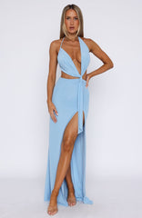 Dance With Me Maxi Halter Dress Powder Blue