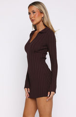 From Now On Long Sleeve Mini Dress Chocolate