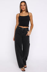 Kiara Mid Rise Barrel Leg Jeans Black Acid