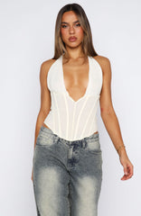 Waiting Forever Halter Bustier Off White