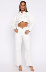 Did You Miss Me Mid Rise Straight Leg Jeans Off White