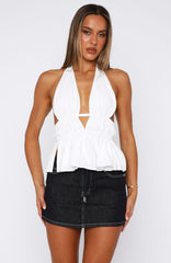 Comes In Waves Halter Top White
