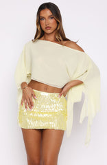 Look Within Sequin Mini Skirt Lemon