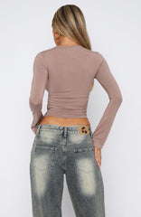 Letters To You Long Sleeve Top Taupe