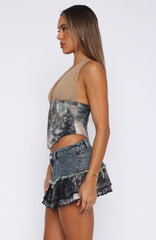 Yee Haw Denim Mini Skirt Safari Indigo