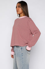 Touchdown Long Sleeve Tee Pink Stripe