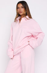 Chill Moves Oversized Henley Sweater Pink
