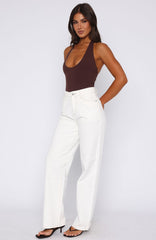 Bring The Style High Rise Wide Leg Jeans Off White