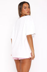 Trial Run Off Shoulder Oversized Tee White
