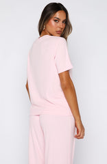 Come A Long Way Soft Lounge Ribbed Tee Pink