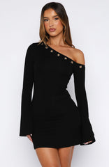 Live Loud Long Sleeve Mini Dress Black