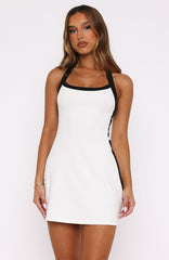 I've Got Dreams Halter Mini Dress White