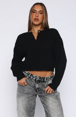 Warm Whispers Knit Cardigan Black