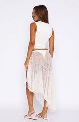 Milan Mornings Lace Maxi Skirt Off White
