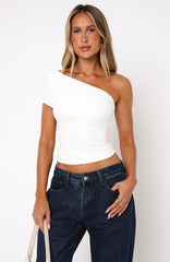 Don't Worry About It One Shoulder Top White