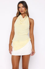 Linger In The Light Beaded Halter Top Lemon