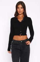 Get Your Bag Long Sleeve Top Black