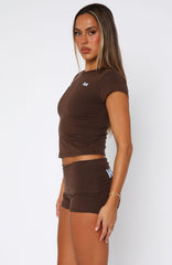 From The Archives Gigi Fold Over Booty Shorts Chocolate