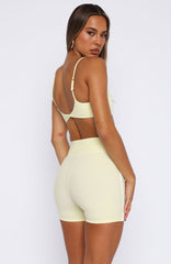 Go Faster High Waisted Shorts Lemon/White
