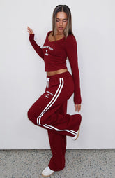 Found You Out Track Pants Burgundy