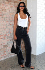 Alyssa High Rise Straight Leg Jeans Black Acid