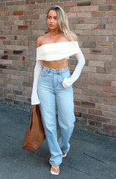 Alyssa High Rise Straight Leg Jeans Light Blue