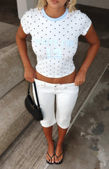 Annie Low Rise Capri Jeans Off White