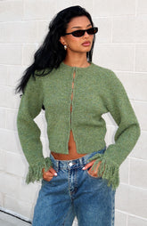 Baby It's Cold Knit Cardigan Moss