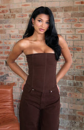 Be Mine Forever Denim Bustier Chocolate Wash