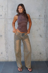 Bring The Style Low Rise Wide Leg Jeans Clay