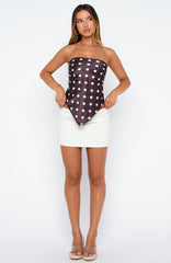 Broken Love Scarf Choc/Cream Polka Dot