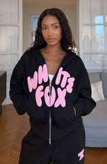 Club 14 Allie Boxy Zip Front Hoodie Black