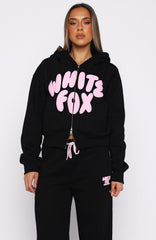 Club 14 Allie Boxy Zip Front Hoodie Black